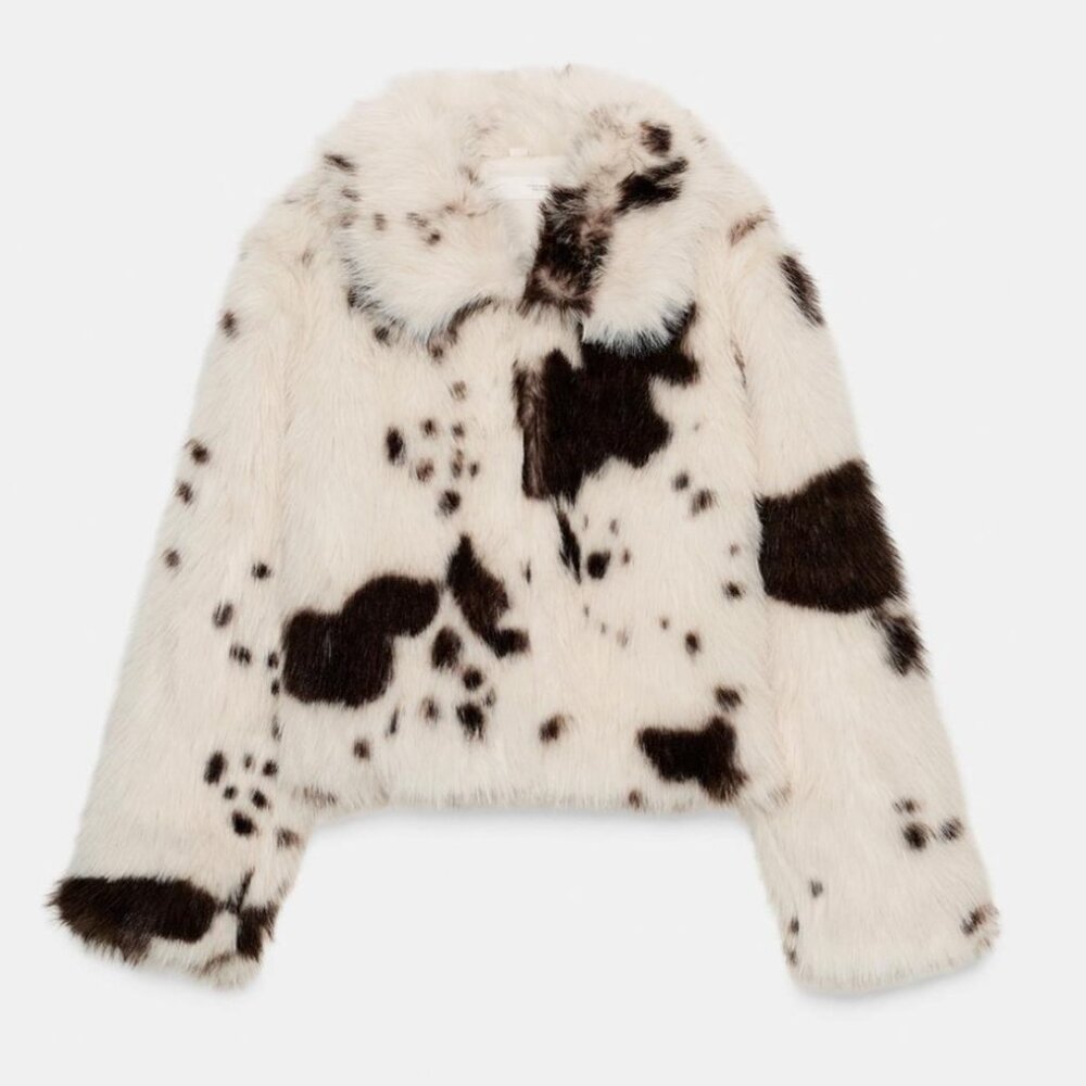 NWT Faux Fur Animal Print Coat, M